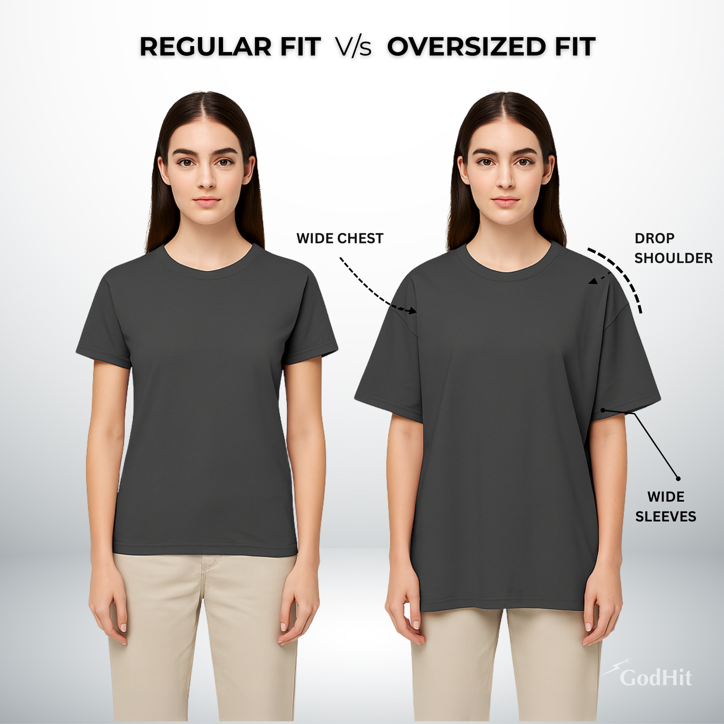 Regular v/s Oversized Fit t-shirt ( godhit)