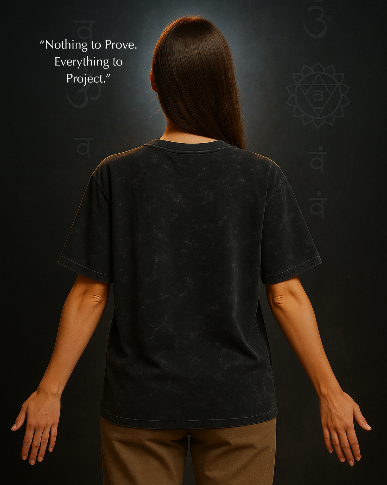 Back view of black oversized tee by GodHit – minimal, sacred, powerful