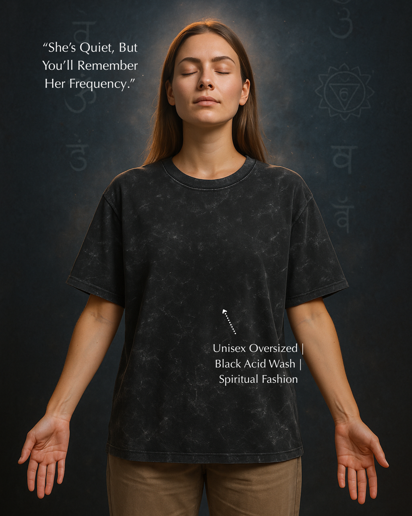 Women’s black acid wash T-shirt – elevated aura & spiritual alignment
