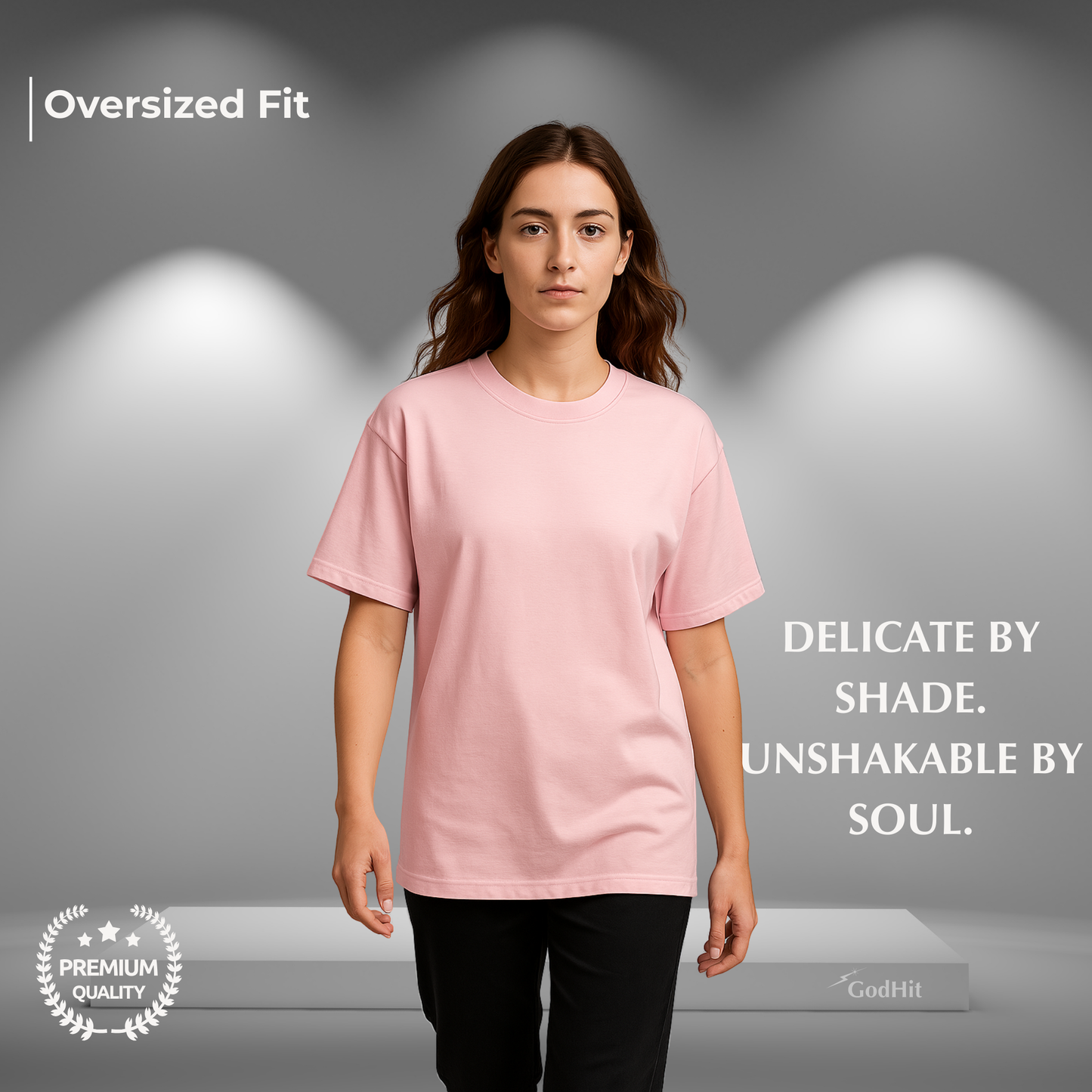 GodHit women's oversized t-shirt in baby pink – UC22 heavy cotton drop shoulder