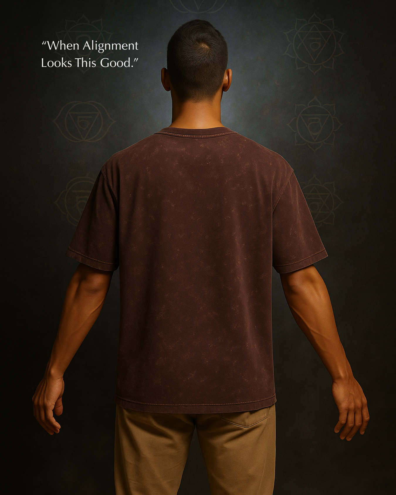Back view of maroon spiritual oversized tee by GodHit – divine texture & grounded aura