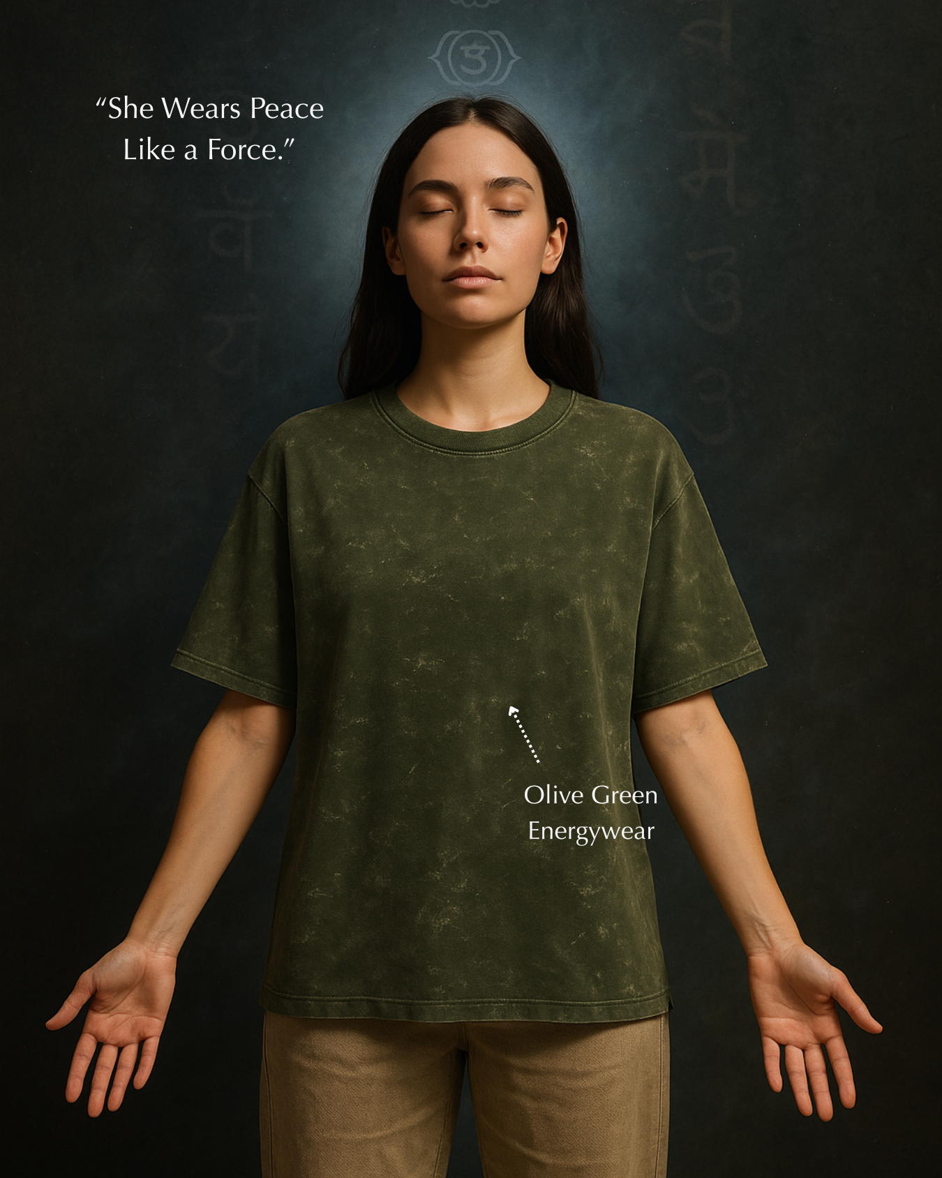 Women’s spiritual oversized T-shirt in olive green – GodHit energywear