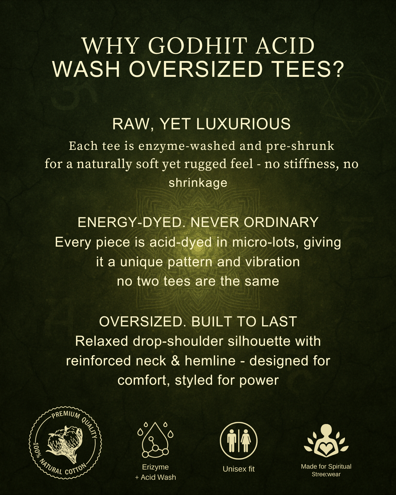 Olive Green Acid Wash Oversized T-Shirt – Unisex Cotton