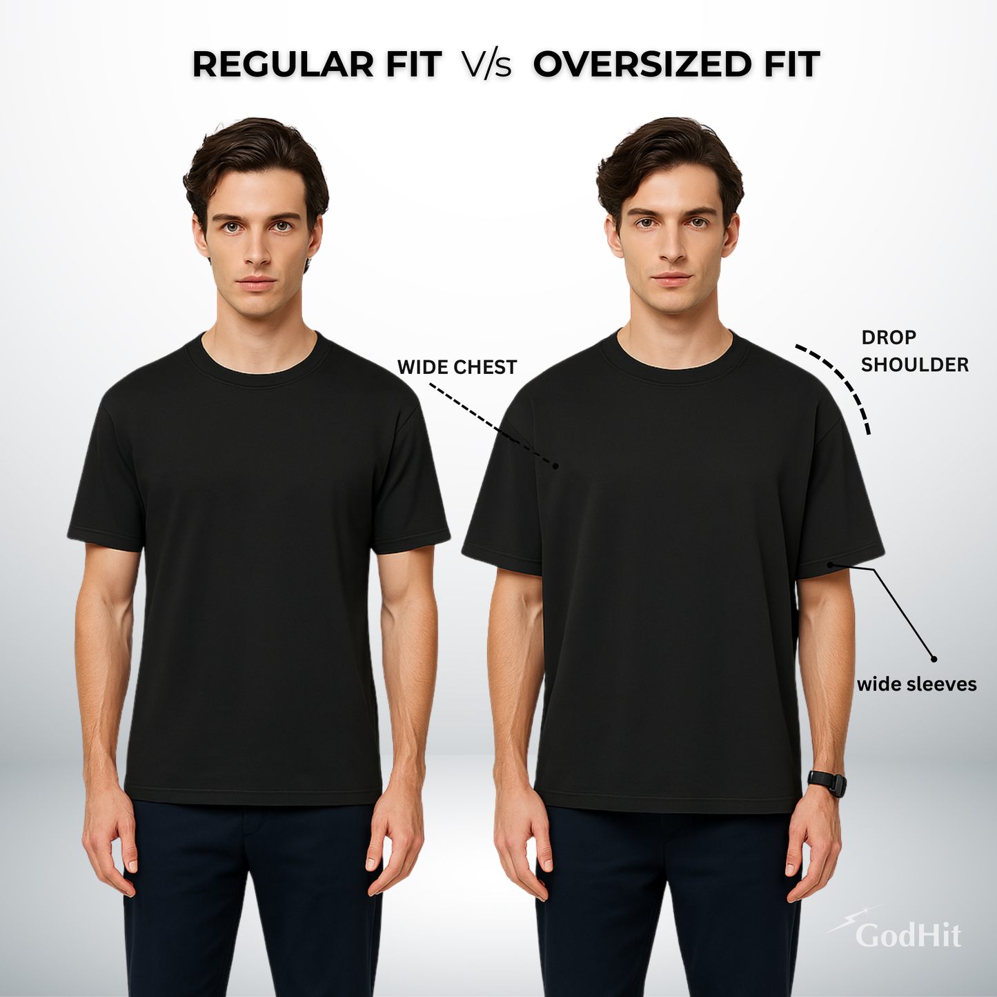 regular t-shirt v/s Oversized T-Shirt - godhit
