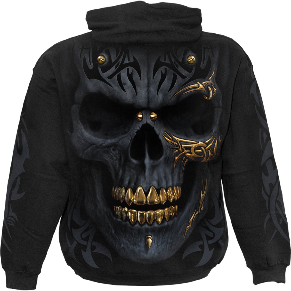 Black Gold Gothic Skull Hoodie - Unisex Streetwear for Men & Women | Winter Fashion Essential