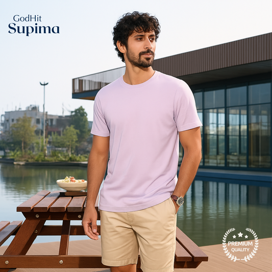 GodHit Men’s Lavender Supima Cotton T-Shirt Walking Shot