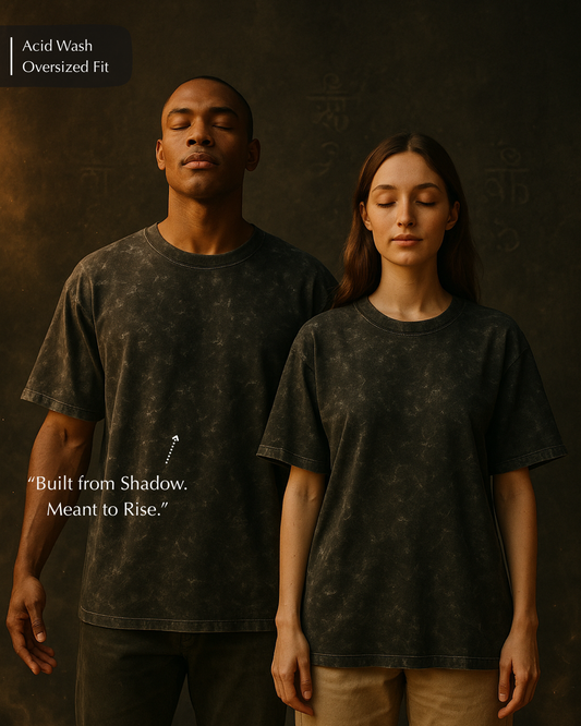 Black Acid Wash Oversized T-Shirt – Unisex by GodHit, Minimalist Powerwear