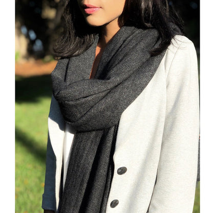 Charcoal Handloomed Cashmere Scarf - Ethical Luxury Winter Fashion for Men & Women