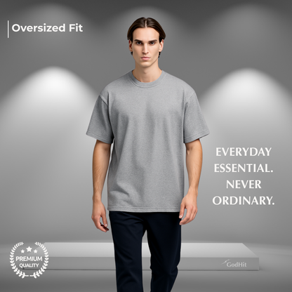 GodHit men's oversized t-shirt in heather grey – UC22 heavy cotton drop shoulder