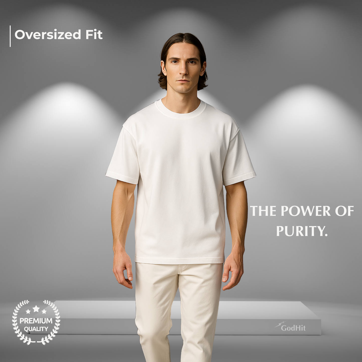 GodHit men's oversized t-shirt in off white – UC22 heavy cotton drop shoulder