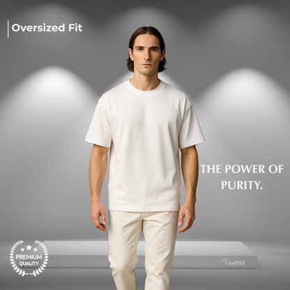 GodHit men's oversized t-shirt in off white – UC22 heavy cotton drop shoulder