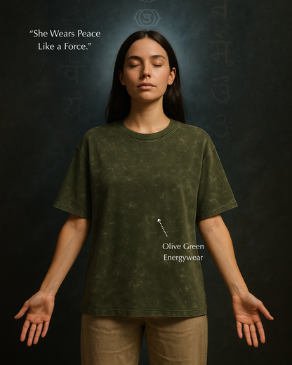 Women’s spiritual oversized T-shirt in olive green – GodHit energywear