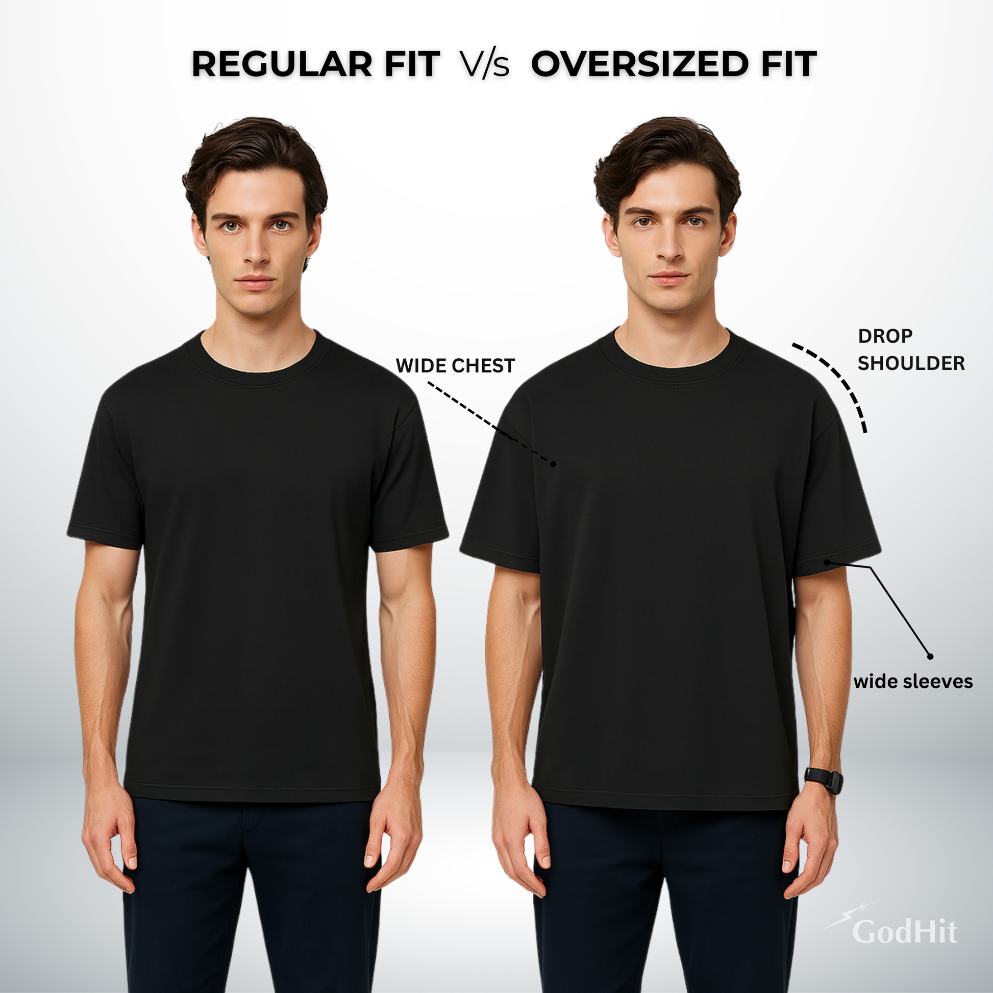 regular t-shirt v/s Oversized T-Shirt - godhit